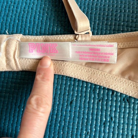 Victoria’s Secret Pink Wear Everywhere Strapless Push Up Bra 36D Nude Beige - Picture 10 of 11